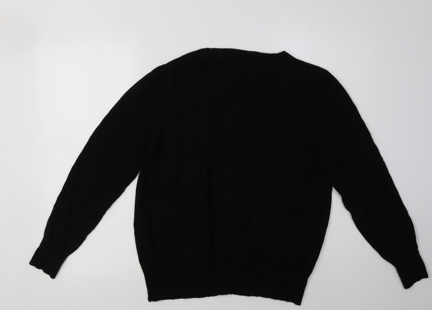 Marks and Spencer Womens Black Crew Neck  Viscose Cardigan Jumper Size 16