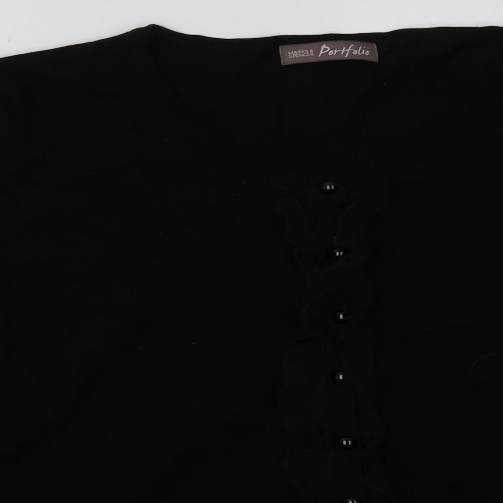 Marks and Spencer Womens Black Crew Neck  Viscose Cardigan Jumper Size 16