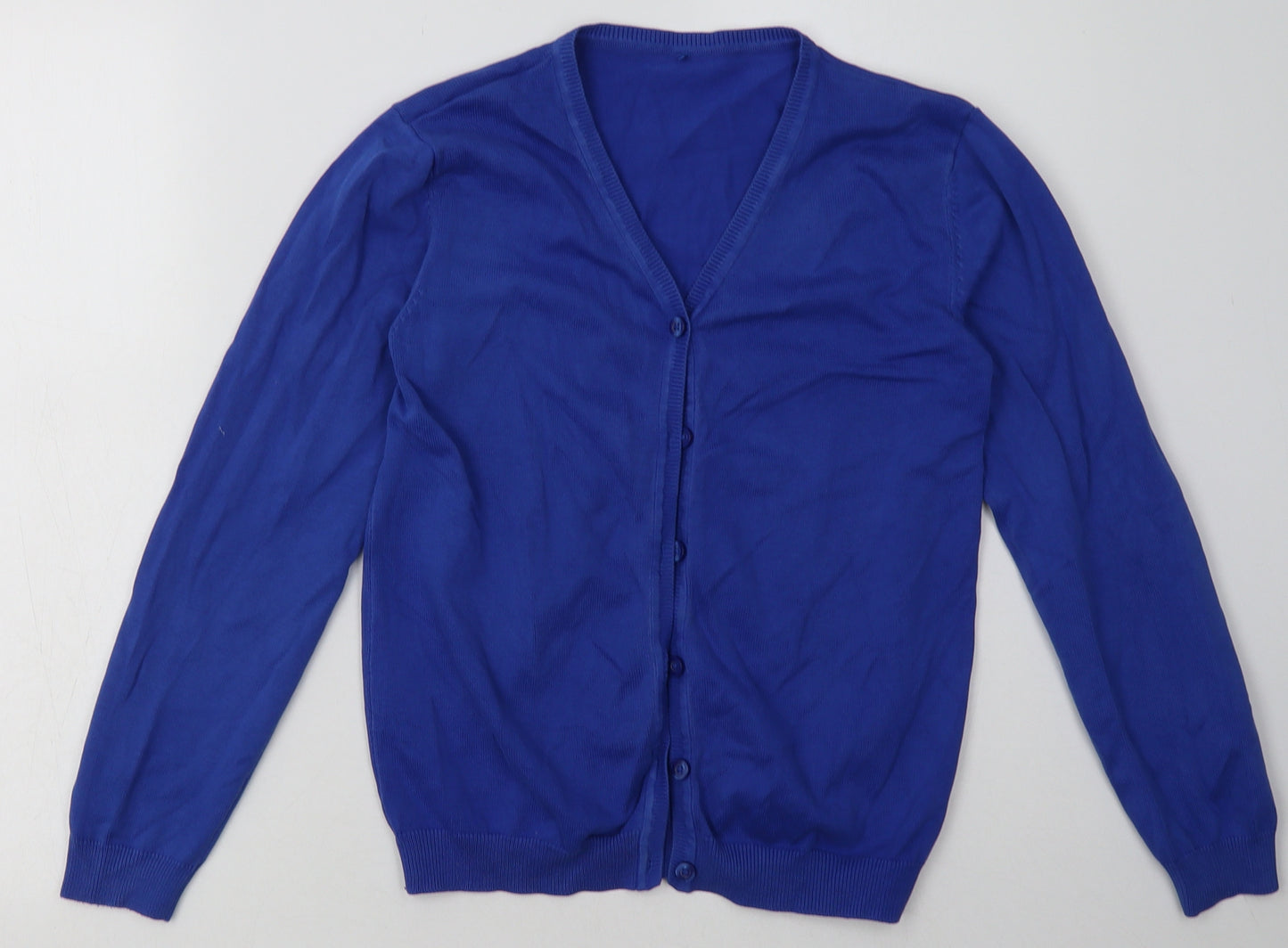George Girls Blue V-Neck  Cotton Cardigan Jumper Size 11-12 Years  Button - School Wear