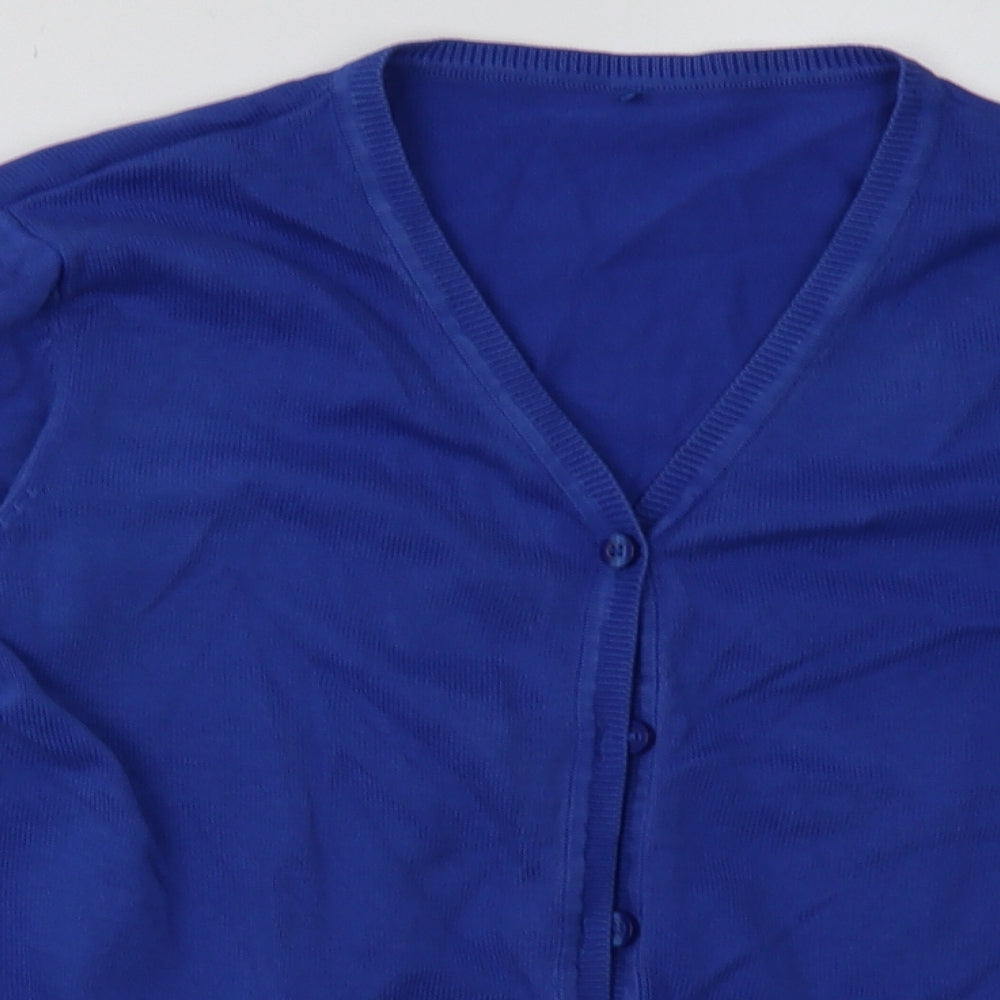 George Girls Blue V-Neck  Cotton Cardigan Jumper Size 11-12 Years  Button - School Wear