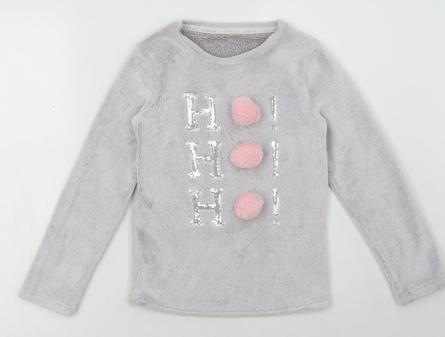 F&F Girls Grey  Polyester  Pyjama Top Size 8-9 Years  Pullover - Christmas