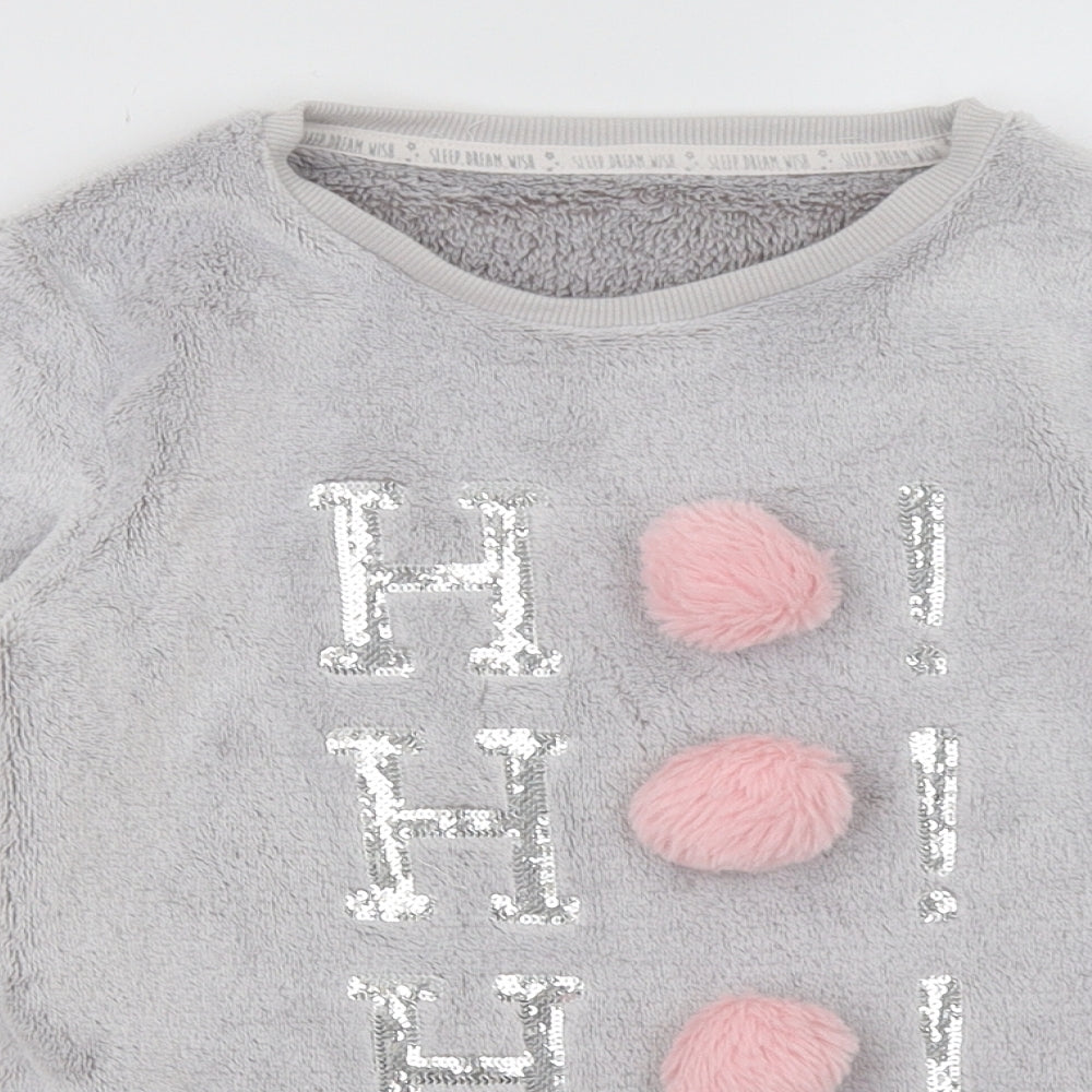 F&F Girls Grey  Polyester  Pyjama Top Size 8-9 Years  Pullover - Christmas