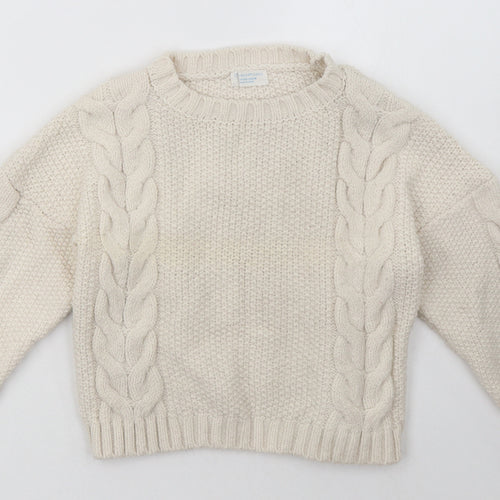 Primark Girls Beige  Acrylic Pullover Sweatshirt Size 9-10 Years  Pullover