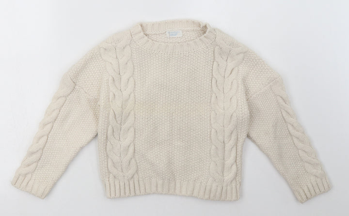 Primark Girls Beige Acrylic Pullover Sweatshirt Size 9-10 Years Pullover