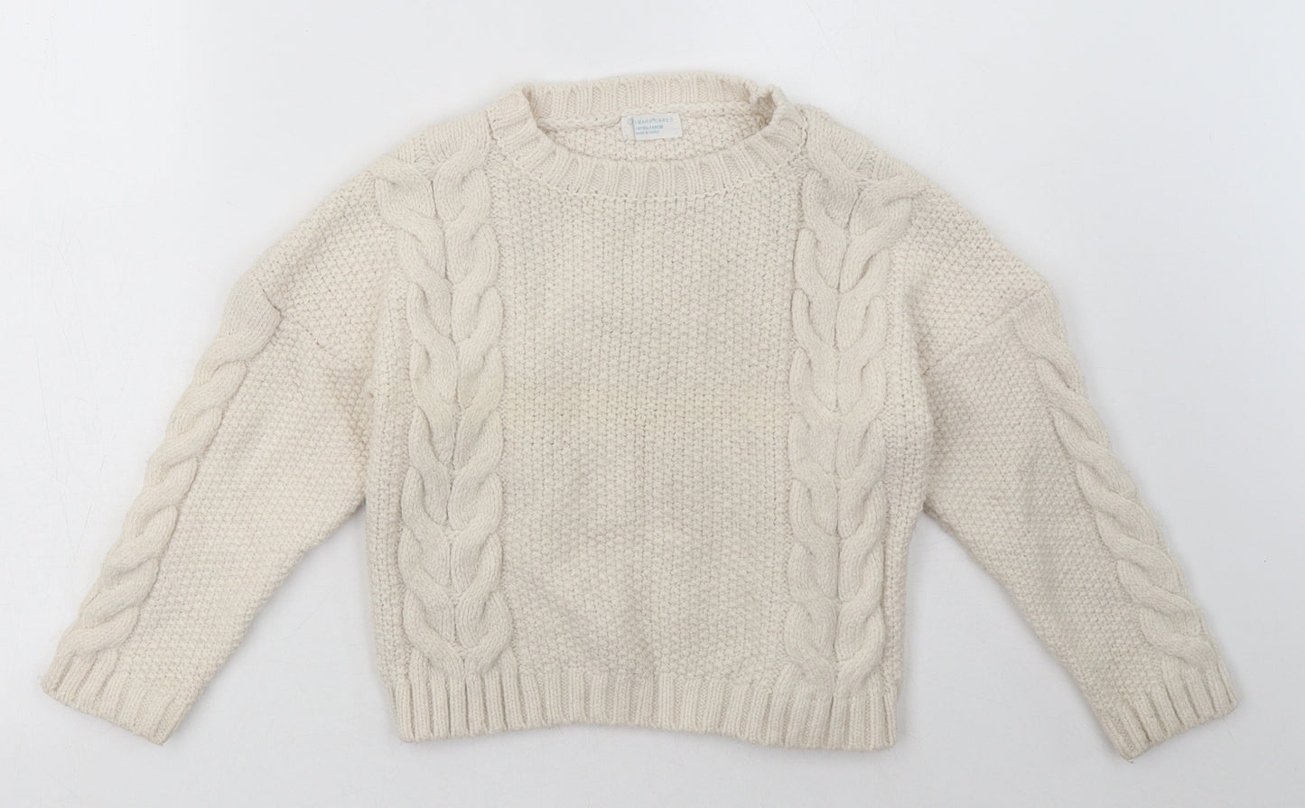 Primark Girls Beige  Acrylic Pullover Sweatshirt Size 9-10 Years  Pullover