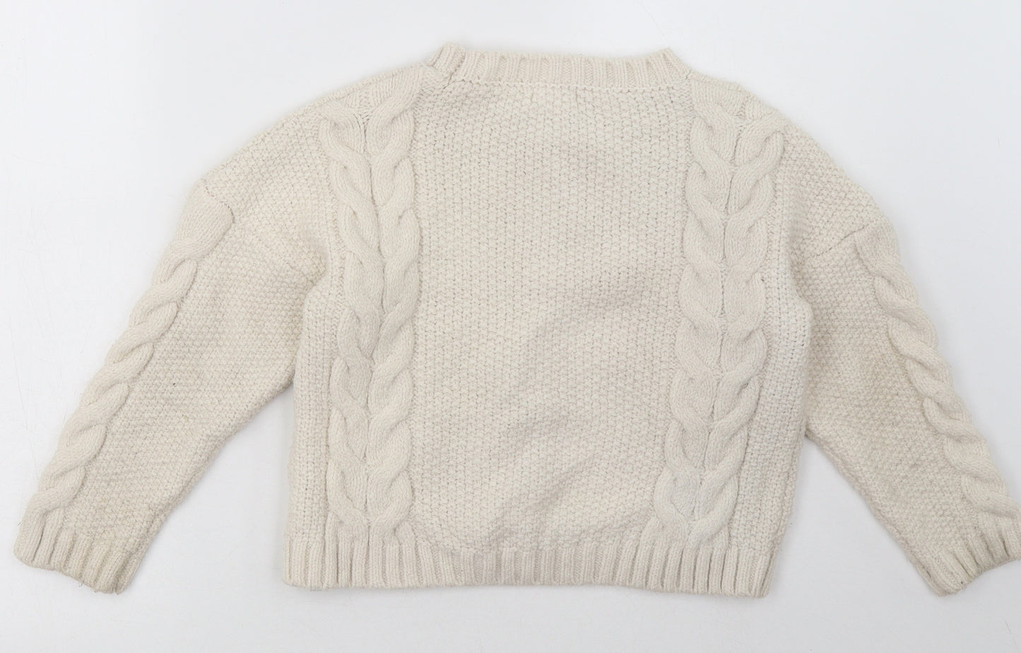 Primark Girls Beige  Acrylic Pullover Sweatshirt Size 9-10 Years  Pullover
