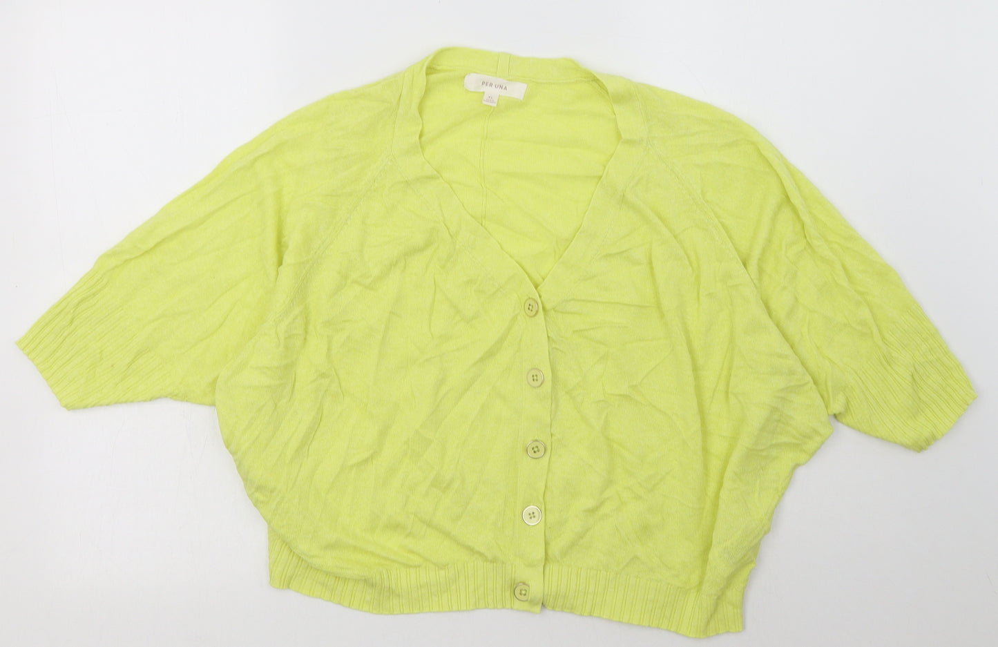 Marks and Spencer Womens Green V-Neck  Lyocell Cardigan Jumper Size XL