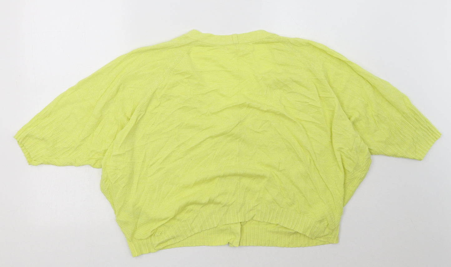 Marks and Spencer Womens Green V-Neck  Lyocell Cardigan Jumper Size XL