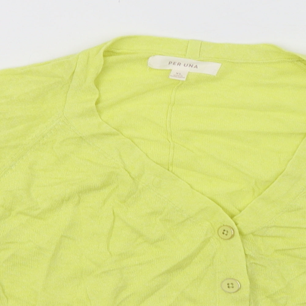Marks and Spencer Womens Green V-Neck  Lyocell Cardigan Jumper Size XL