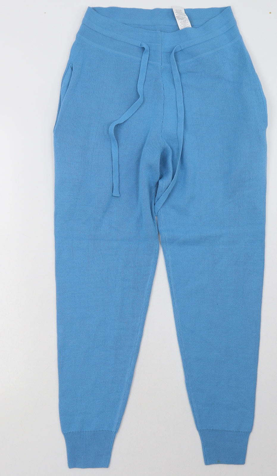 Boohoo Womens Blue  Acrylic Jogger Trousers Size 10 L30 in Regular Tie
