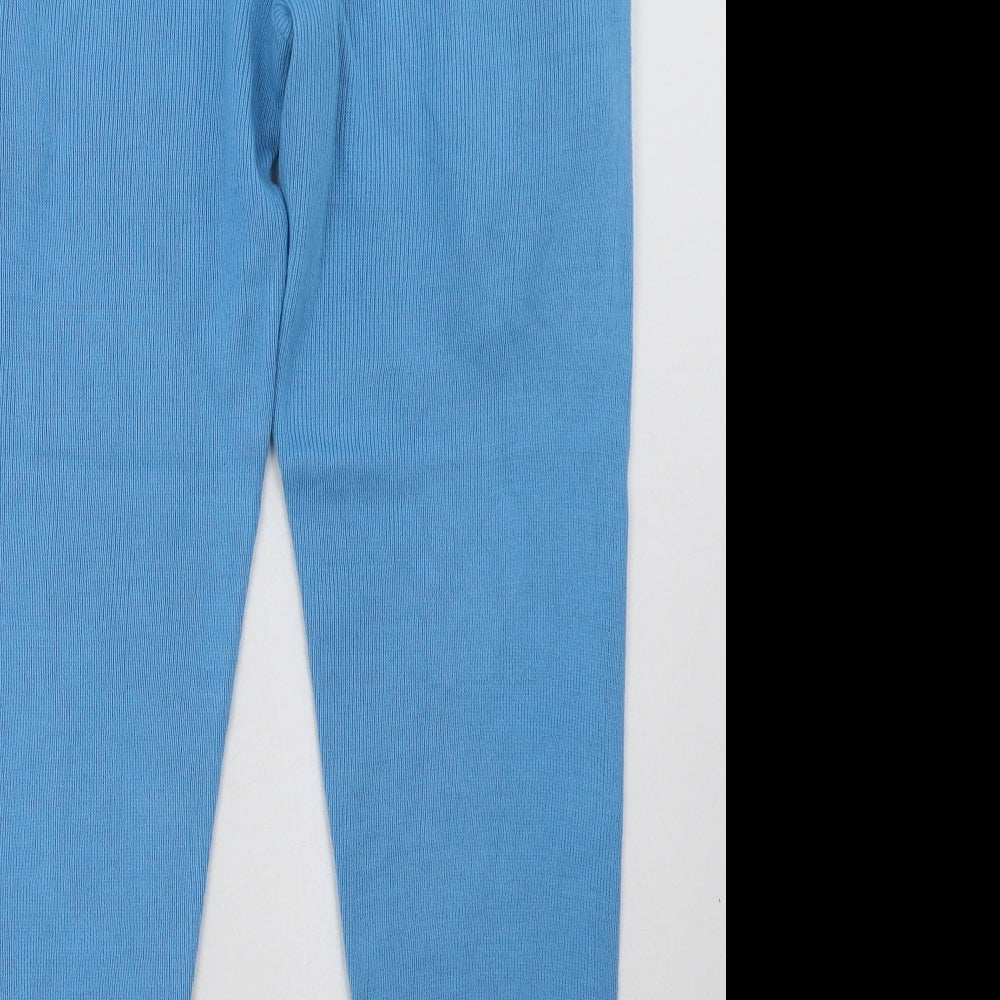 Boohoo Womens Blue  Acrylic Jogger Trousers Size 10 L30 in Regular Tie