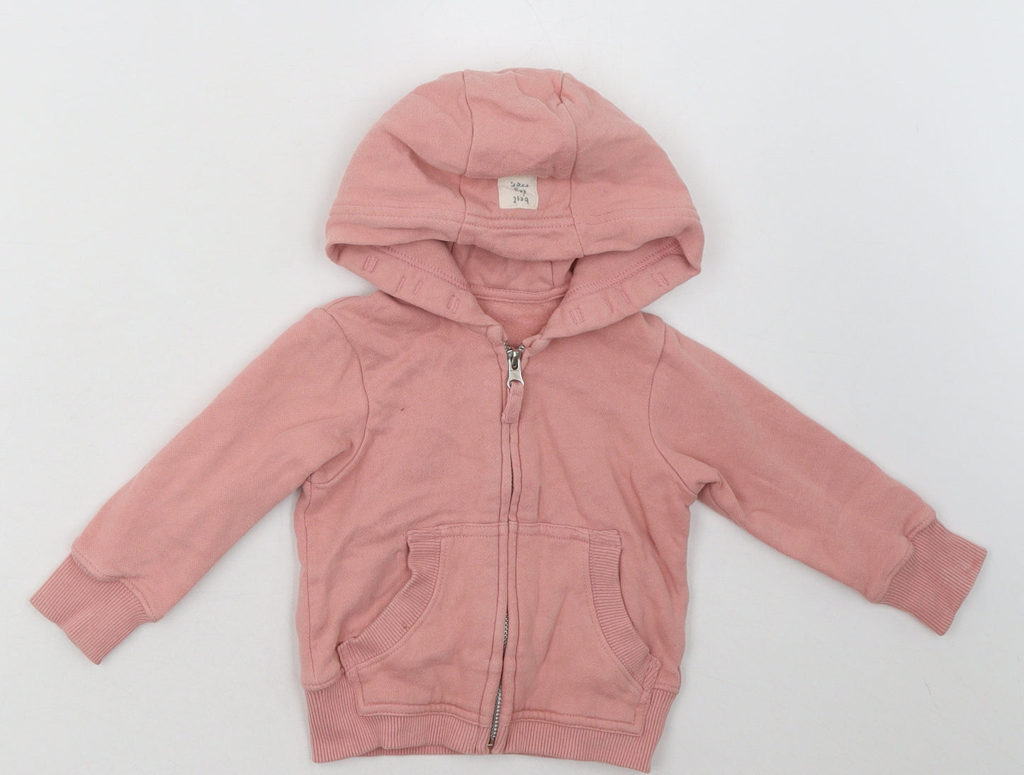 Nutmeg Girls Pink  Cotton Full Zip Hoodie Size 2 Years  Zip