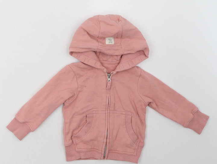 Nutmeg Girls Pink  Cotton Full Zip Hoodie Size 2 Years  Zip