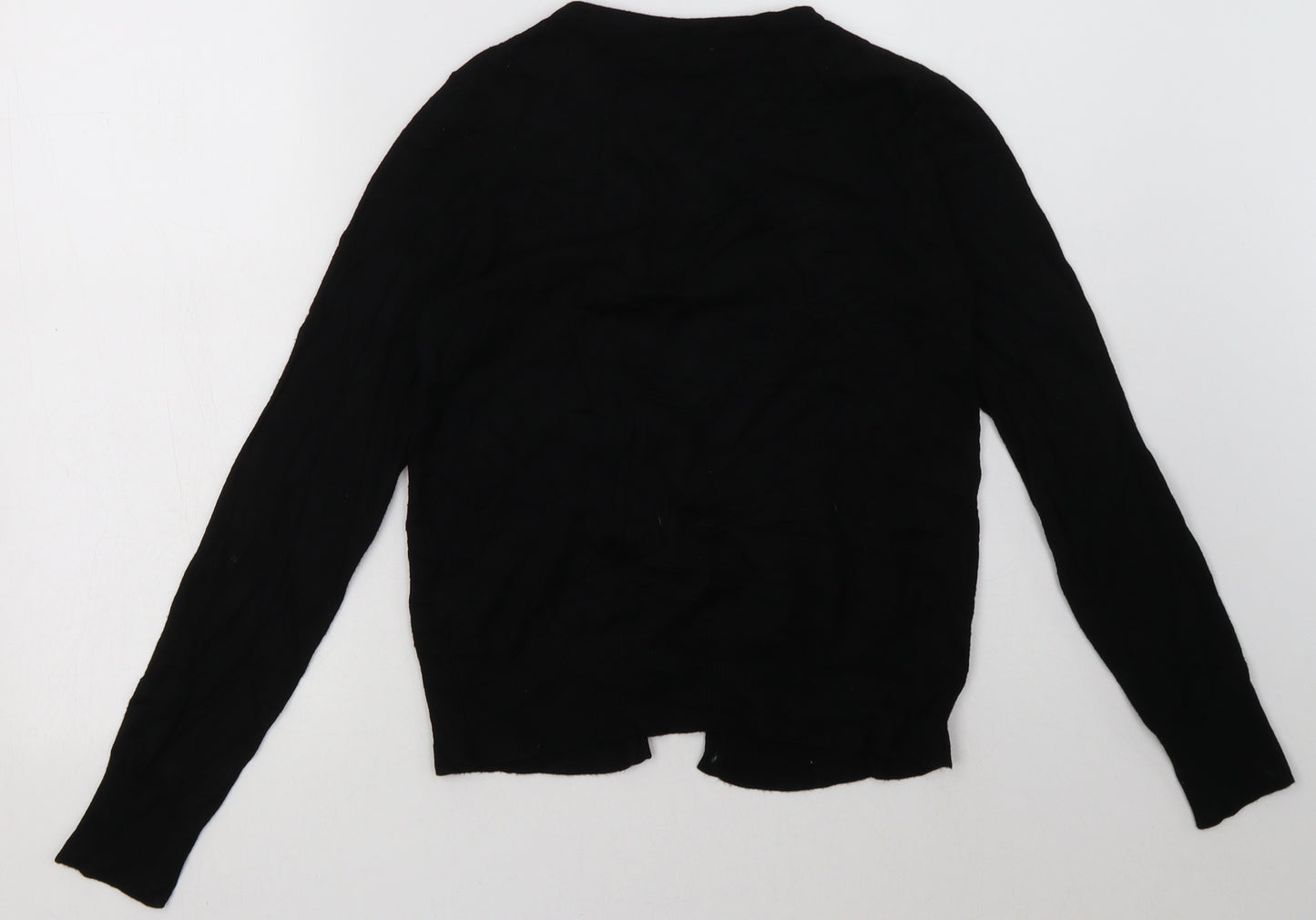 F&F Womens Black Crew Neck  Viscose Cardigan Jumper Size 10