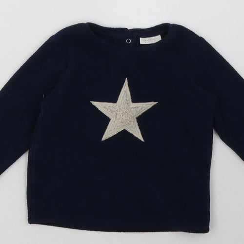 NEXT Baby Blue  Polyester Basic Casual Size 12-18 Months Crew Neck Buckle - Star Print
