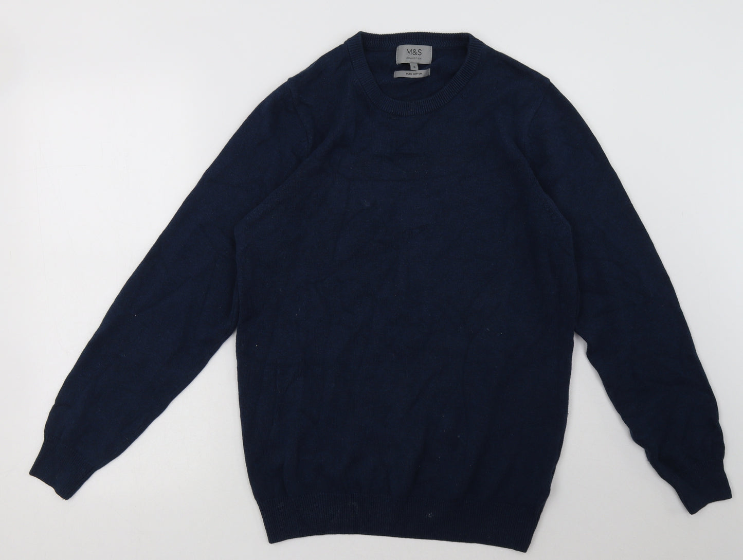 Marks and Spencer Mens Blue  Cotton Pullover Sweatshirt Size S