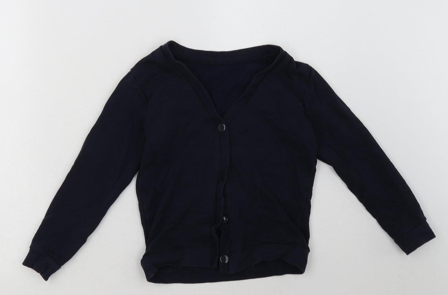 George Girls Blue V-Neck  Cotton Cardigan Jumper Size 5-6 Years  Button - School Wear