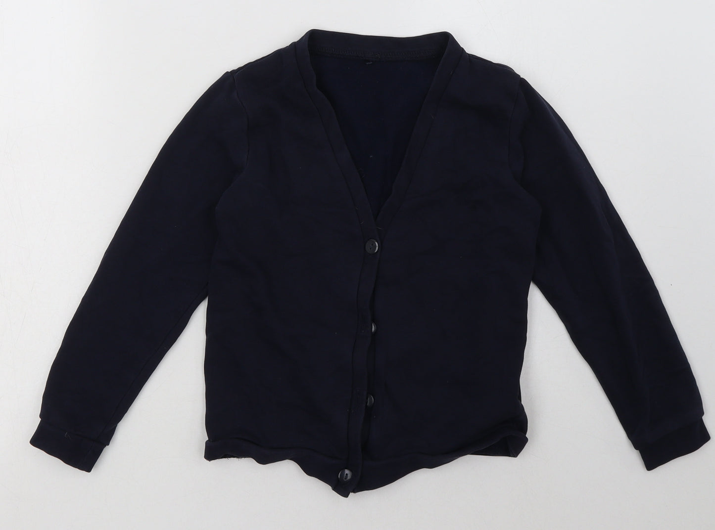 George Girls Blue V-Neck  Cotton Cardigan Jumper Size 7-8 Years  Button - School Wear