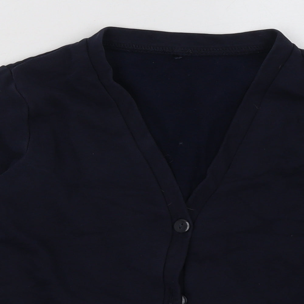 George Girls Blue V-Neck  Cotton Cardigan Jumper Size 7-8 Years  Button - School Wear