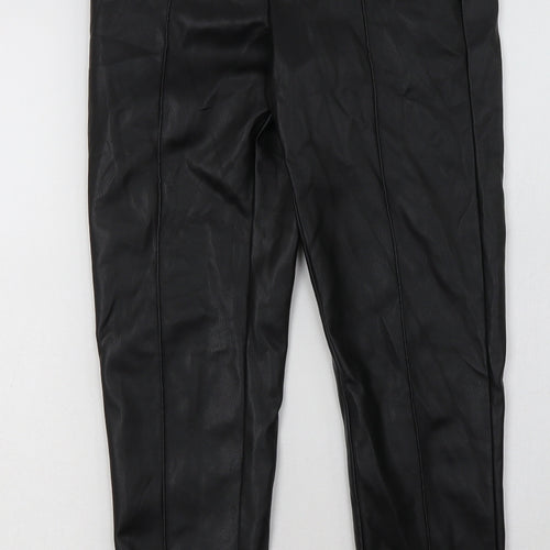 Primark Womens Black  Polyurethane Trousers  Size 8 L28 in Regular Button