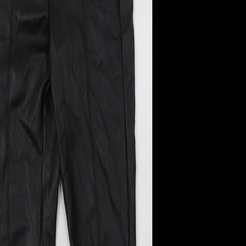 Primark Womens Black  Polyurethane Trousers  Size 8 L28 in Regular Button