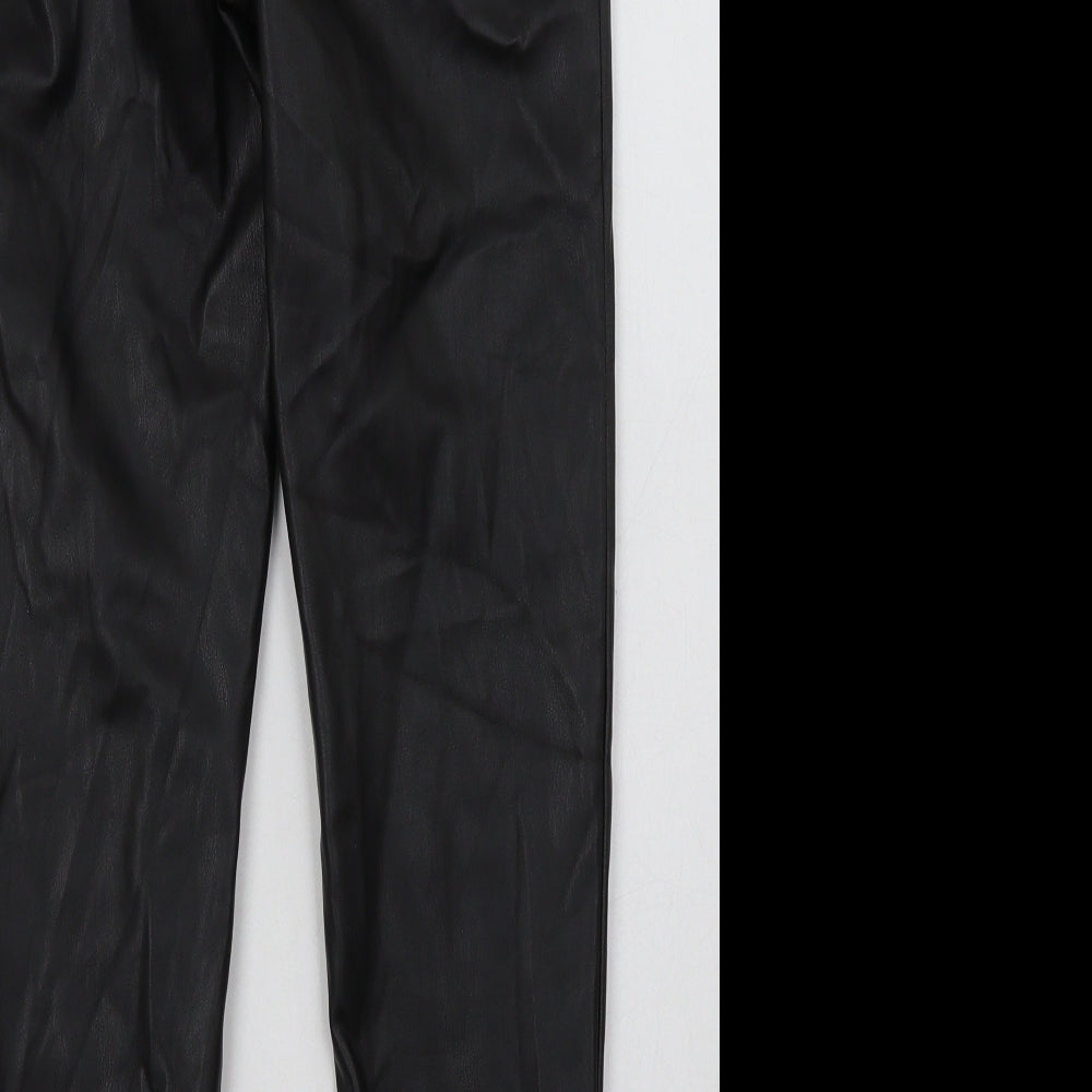 Primark Womens Black  Polyurethane Trousers  Size 8 L28 in Regular Button