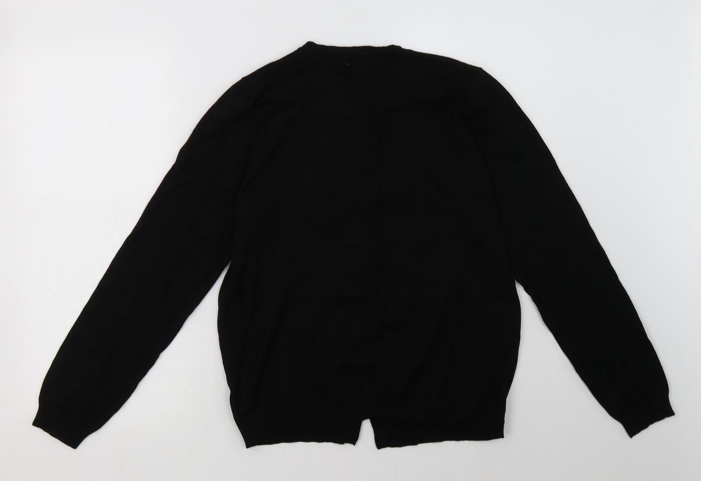 Pieces Womens Black Crew Neck  Viscose Cardigan Jumper Size XL