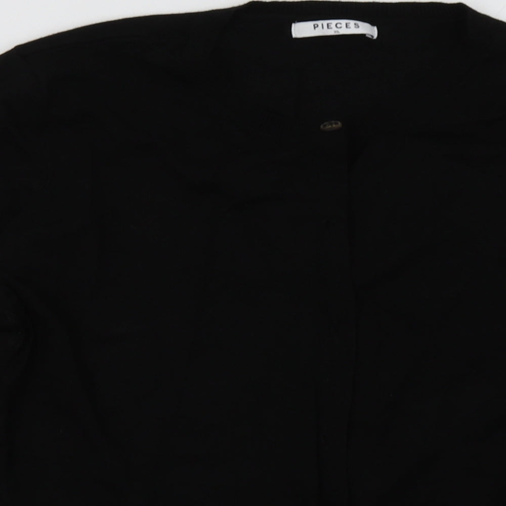 Pieces Womens Black Crew Neck  Viscose Cardigan Jumper Size XL
