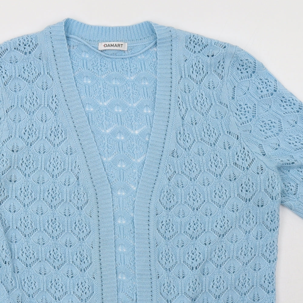 Damart Womens Blue V-Neck  Acrylic Cardigan Jumper Size 12