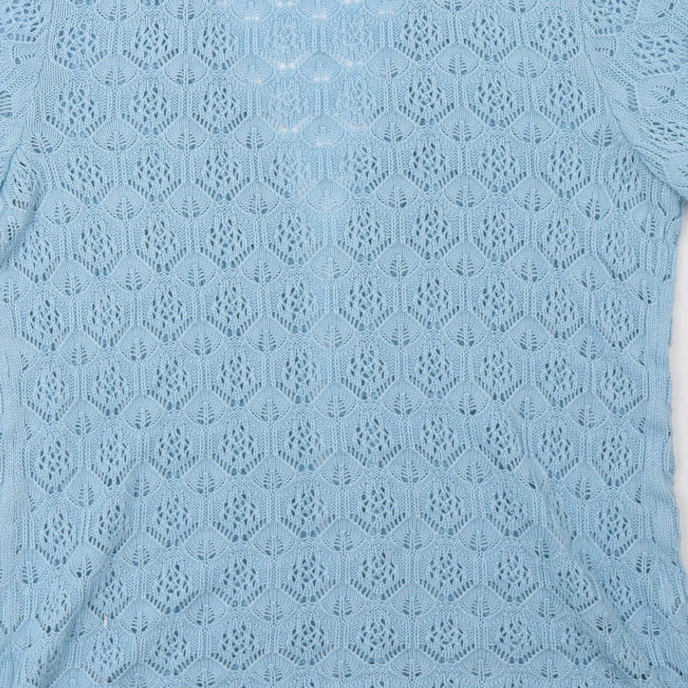 Damart Womens Blue V-Neck  Acrylic Cardigan Jumper Size 12