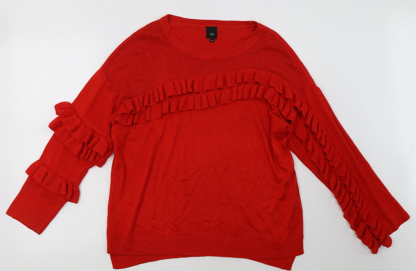 River Island Womens Red  Viscose Pullover Sweatshirt Size 10  Pullover