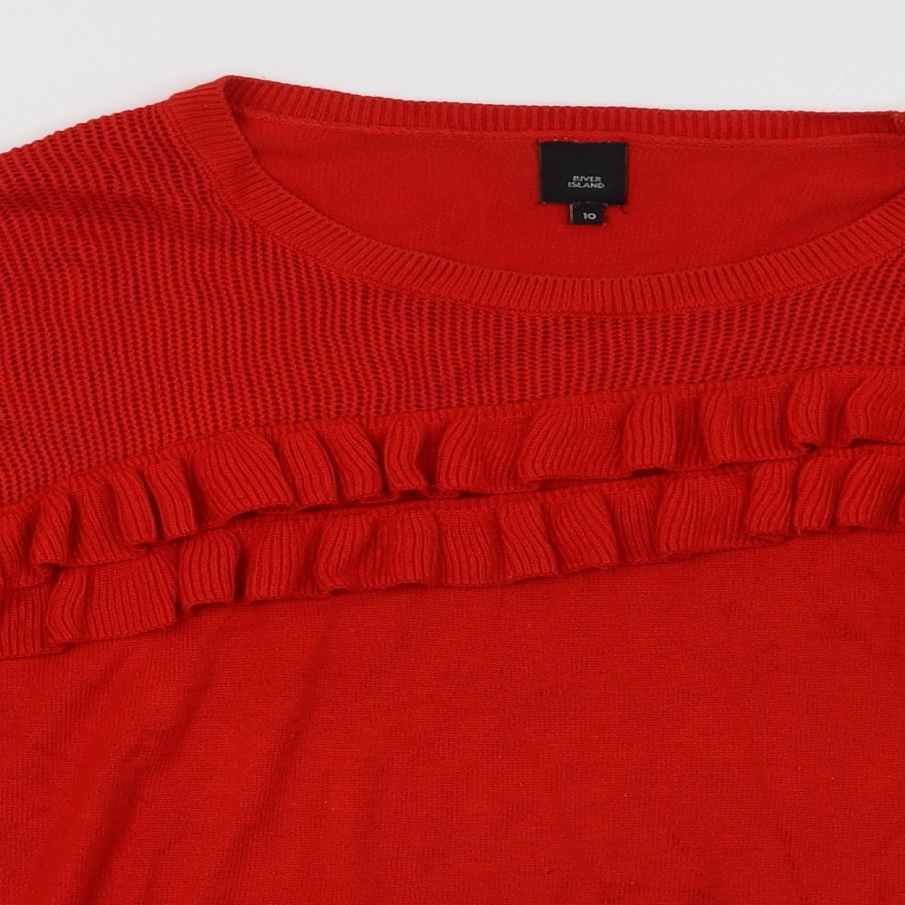 River Island Womens Red  Viscose Pullover Sweatshirt Size 10  Pullover
