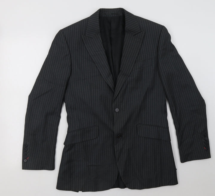 New Look Mens Grey Striped Jacket Blazer Size 36 Button