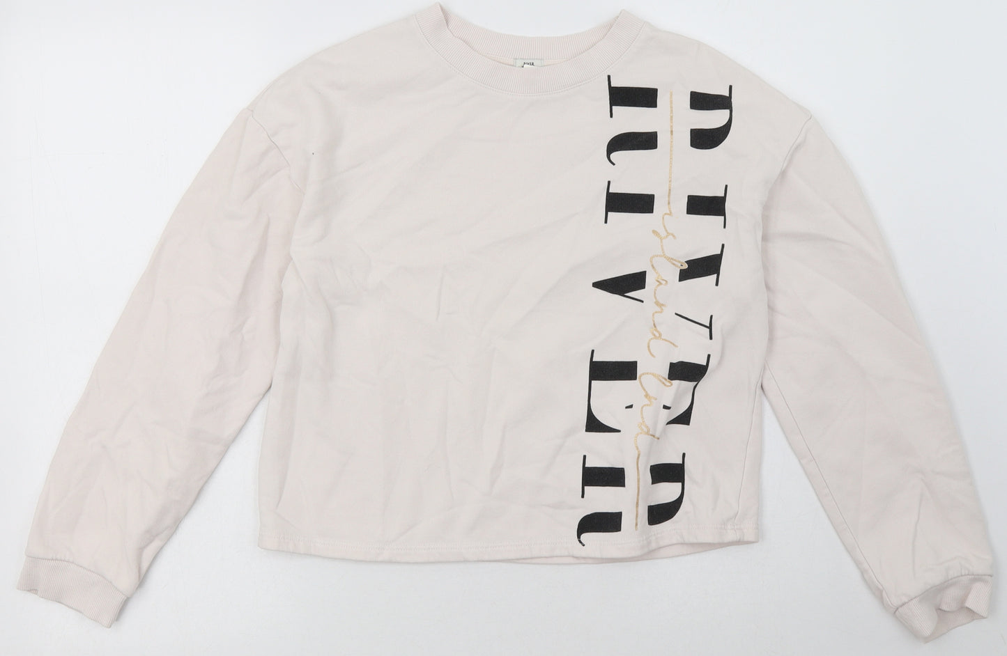 River Island Girls Pink  Cotton Pullover Sweatshirt Size 11-12 Years  Pullover