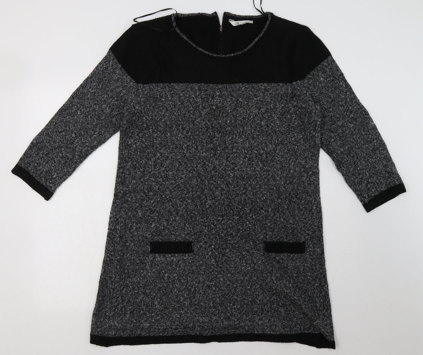 Peacocks Womens Grey  Acrylic A-Line  Size 16  Crew Neck Zip