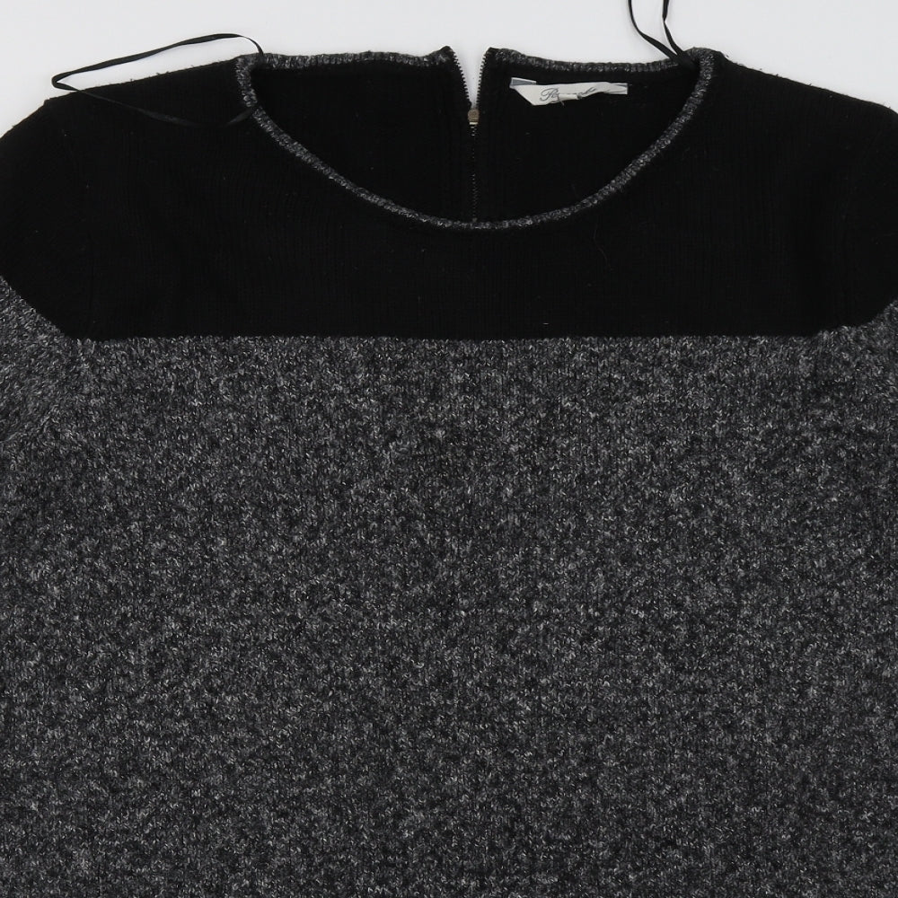 Peacocks Womens Grey  Acrylic A-Line  Size 16  Crew Neck Zip