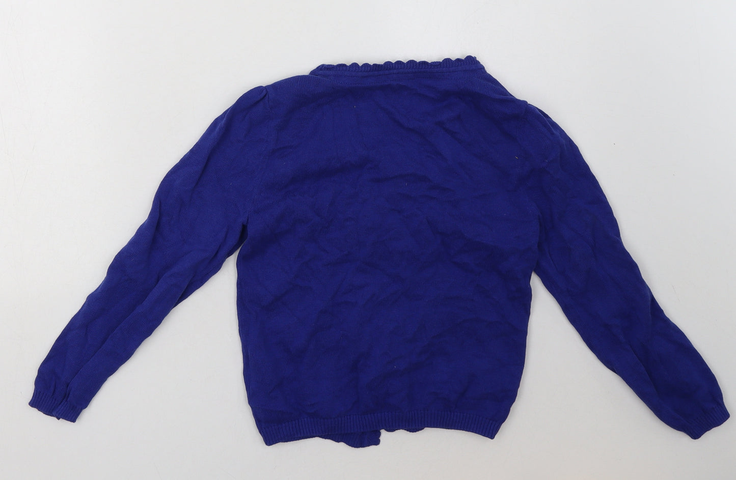 sainsburys Girls Blue V-Neck  Cotton Cardigan Jumper Size 7 Years  Button - School Wear