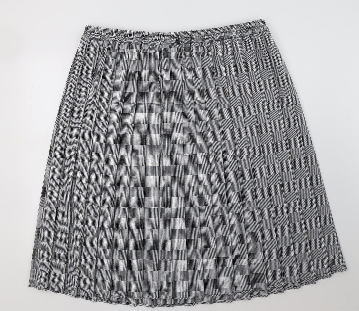 Preworn Womens Grey Check Polyester A-Line Skirt Size 26
