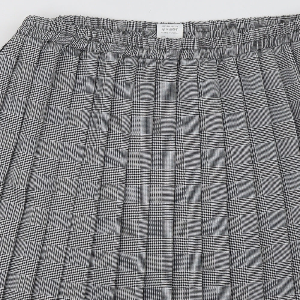 Preworn Womens Grey Check Polyester A-Line Skirt Size 26