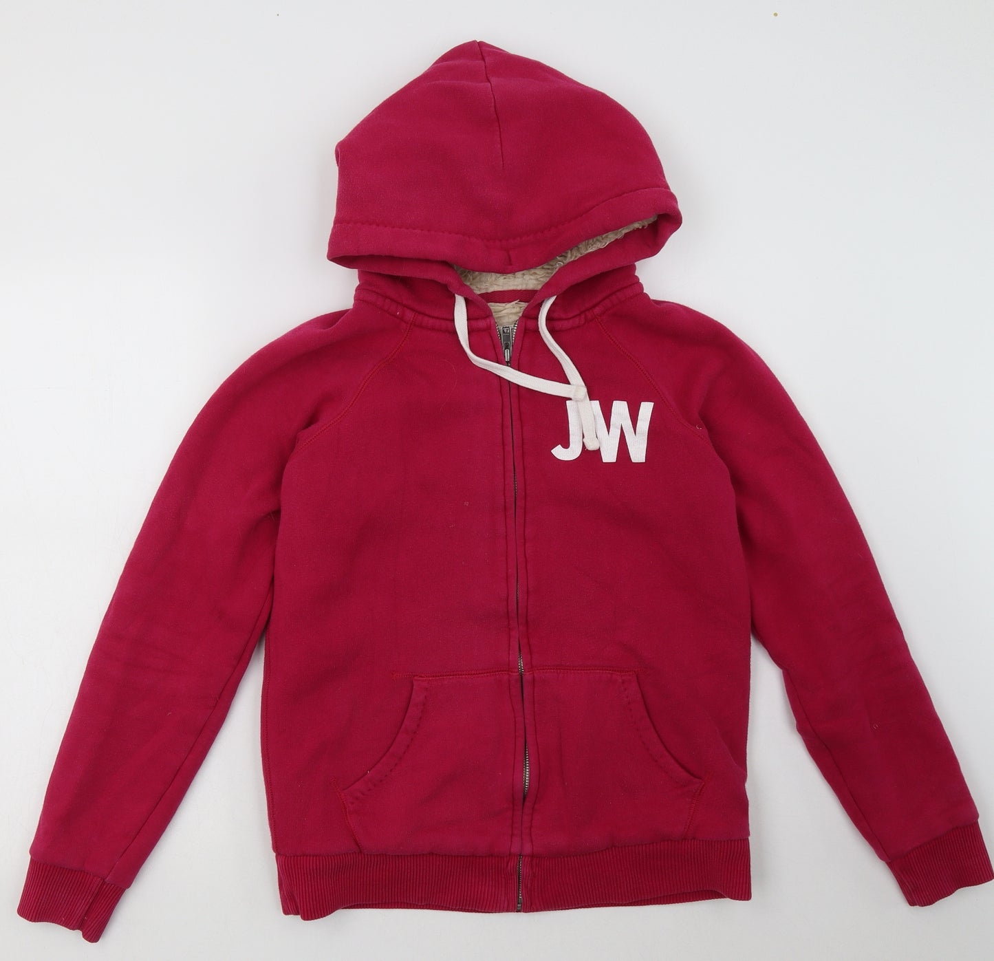 Jack Wills Womens Pink  Cotton Full Zip Hoodie Size 10  Zip