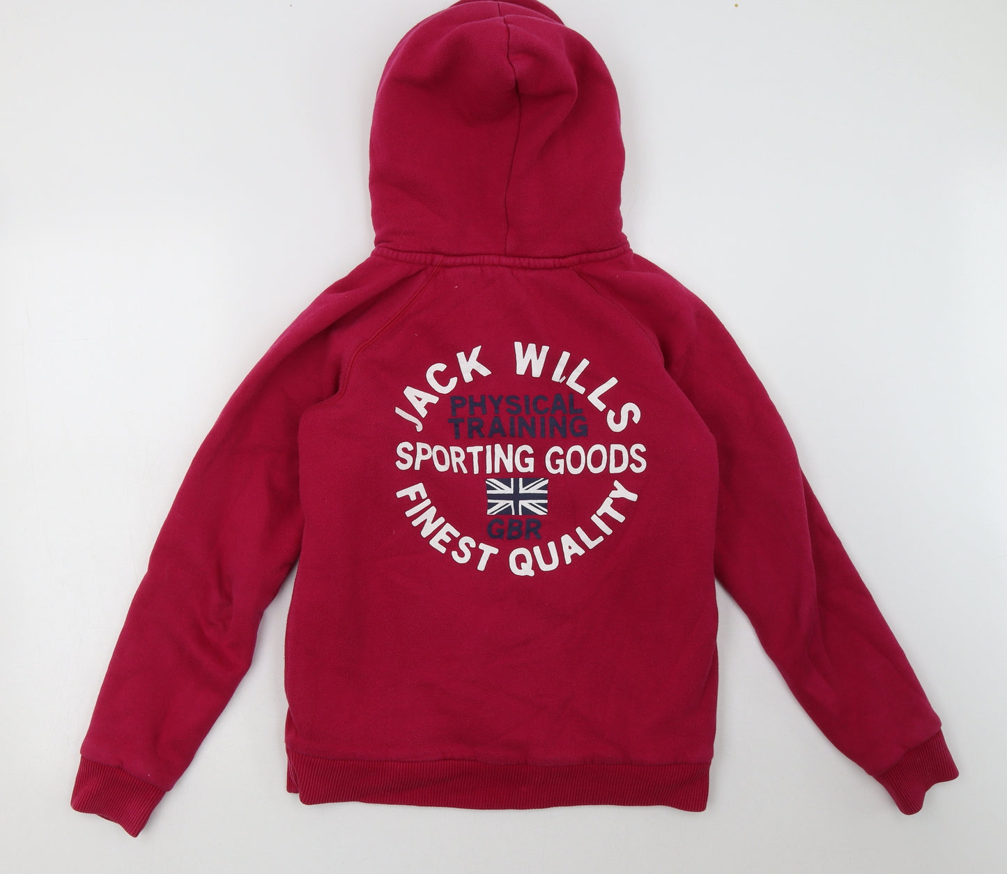 Jack Wills Womens Pink  Cotton Full Zip Hoodie Size 10  Zip