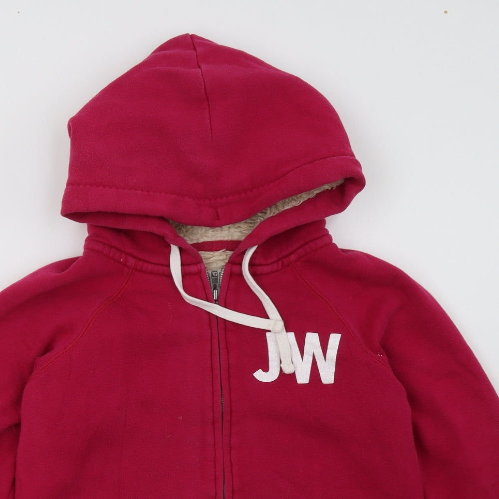 Jack Wills Womens Pink  Cotton Full Zip Hoodie Size 10  Zip