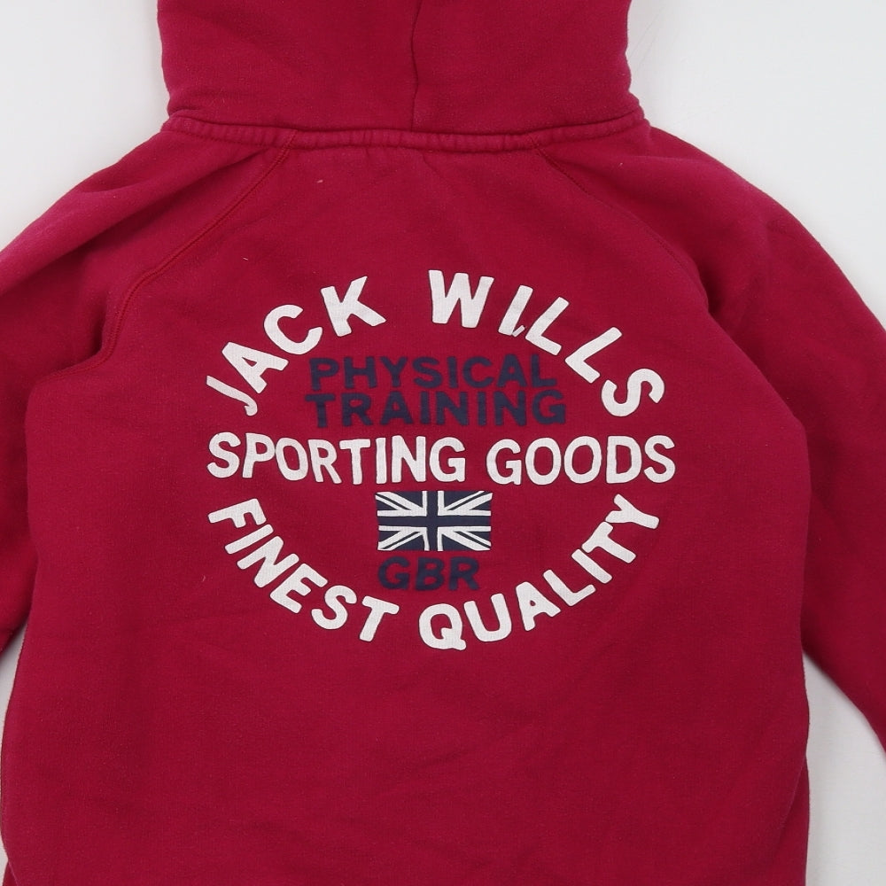 Jack Wills Womens Pink  Cotton Full Zip Hoodie Size 10  Zip