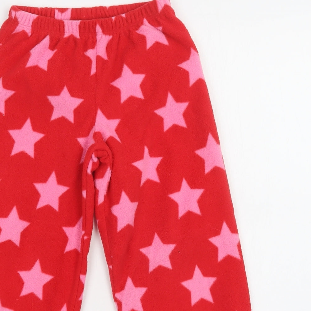 M&S Girls Red Geometric Polyester  Pyjama Pants Size 4-5 Years   - Star Print
