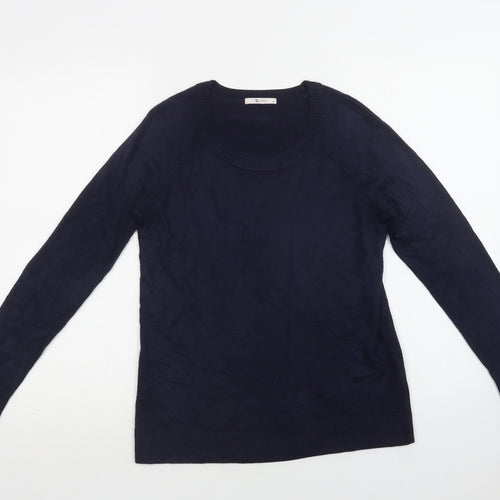 TU Womens Blue Round Neck  Acrylic Pullover Jumper Size 10