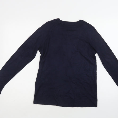 TU Womens Blue Round Neck  Acrylic Pullover Jumper Size 10