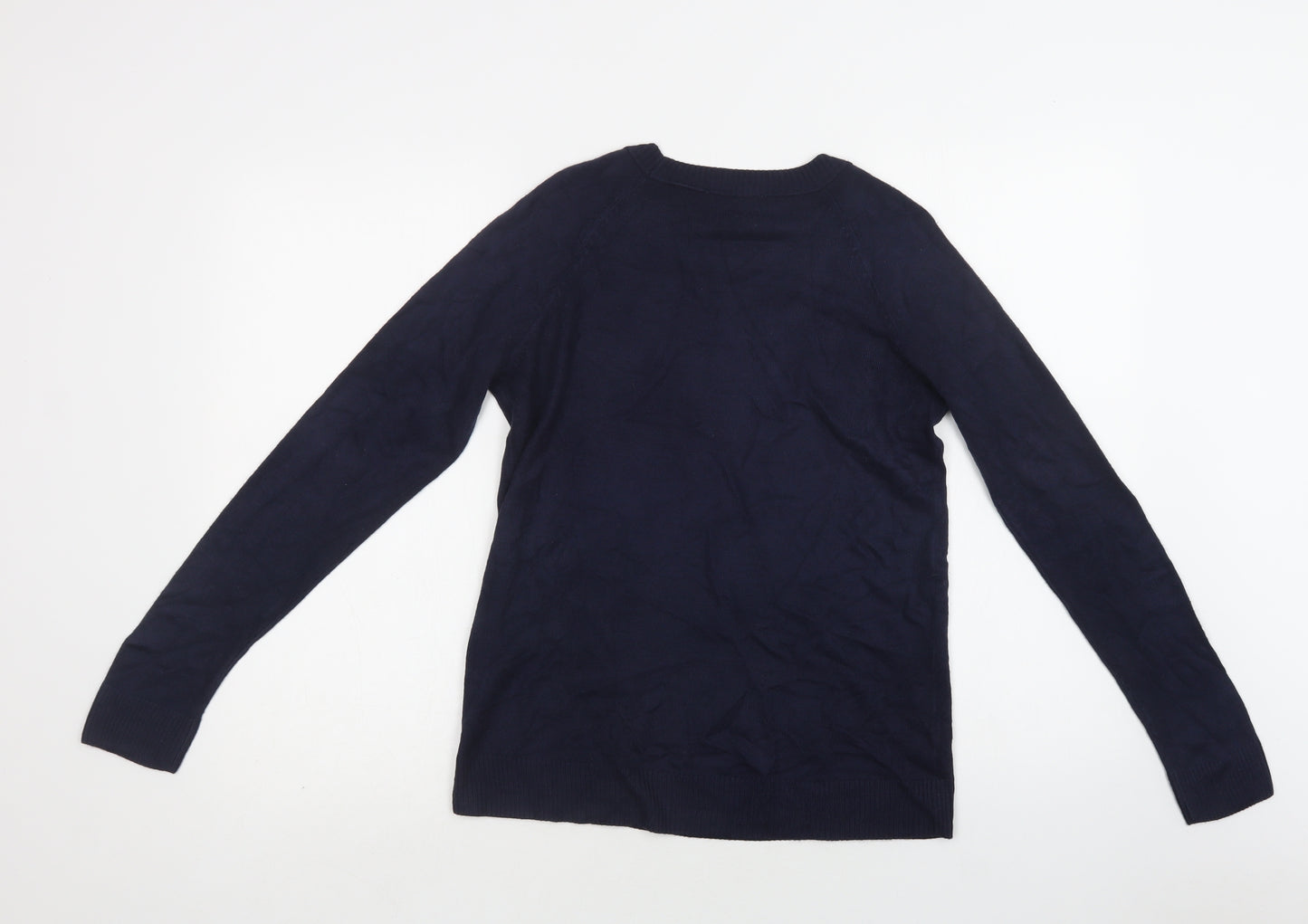 TU Womens Blue Round Neck  Acrylic Pullover Jumper Size 10