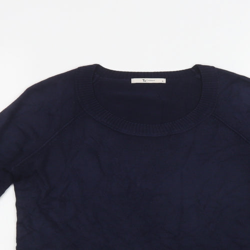 TU Womens Blue Round Neck  Acrylic Pullover Jumper Size 10