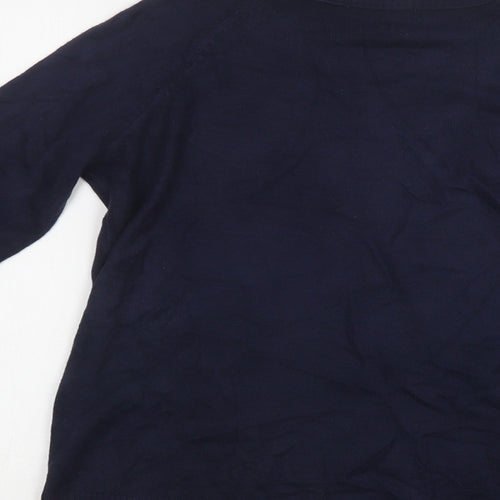TU Womens Blue Round Neck  Acrylic Pullover Jumper Size 10