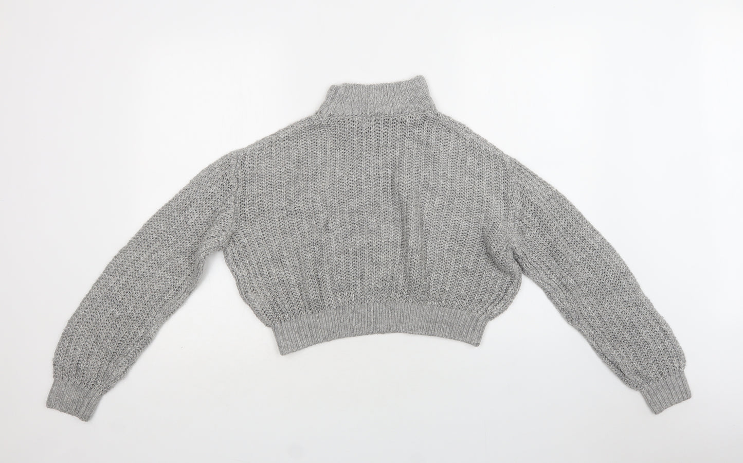 H&M Womens Grey Mock Neck  Acrylic Pullover Jumper Size XS   - Cropped
